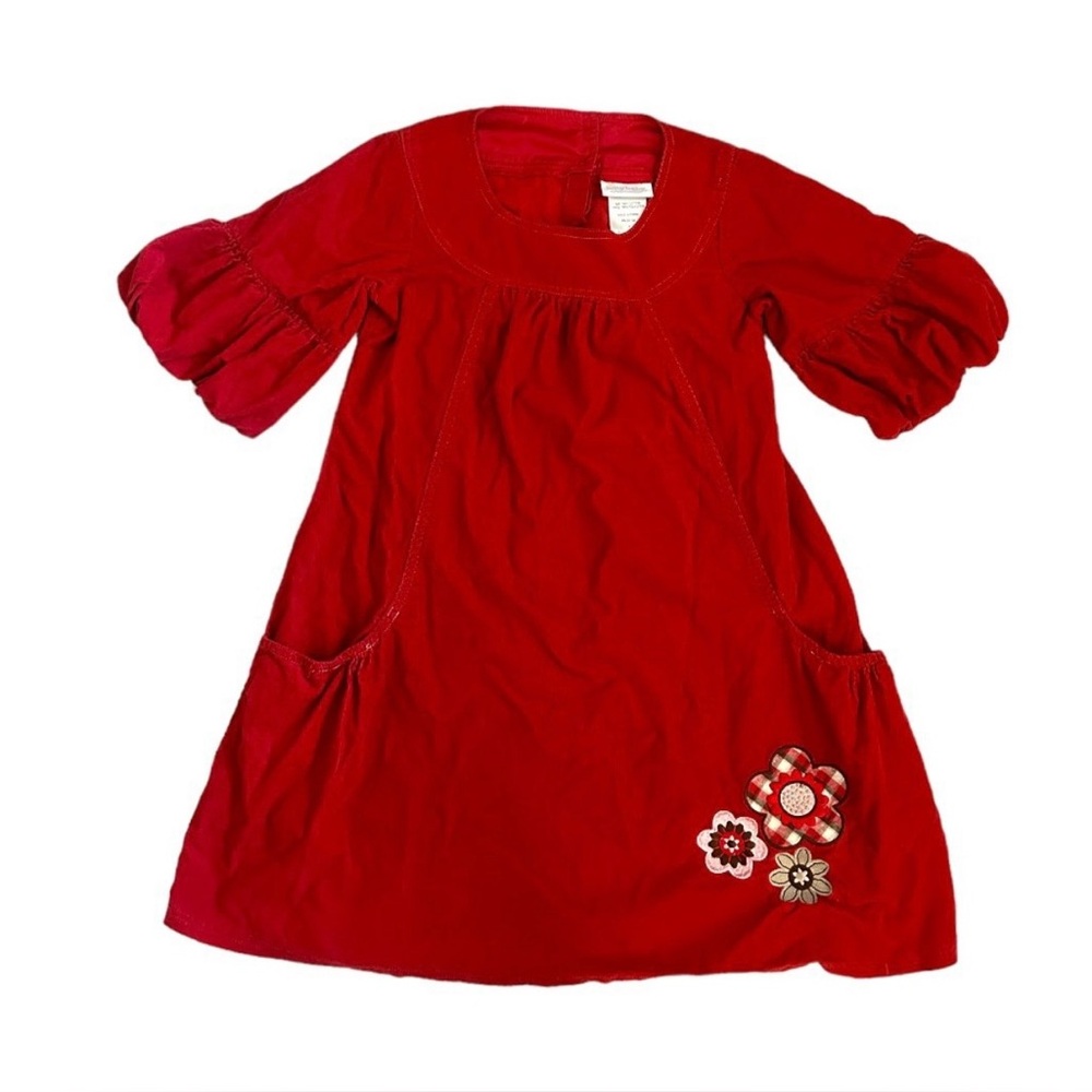 American Girl Bitty Baby Fall Flowers Red Corduroy Dress